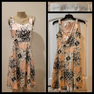 London Times pink floral hi-low dress 8